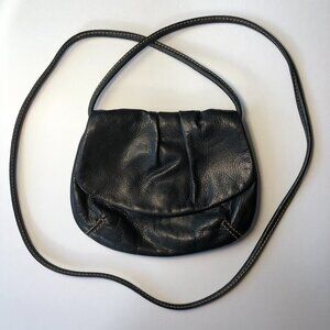 Vintage Fossil Black Leather Mini Crossbody Bag